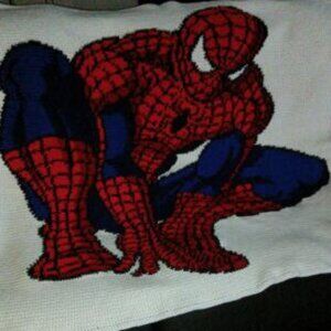 Custom handmade luxurious Spiderman crochet blanket